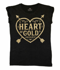 Maglietta Maglia elegante donna t-shirt nera e glitter oro