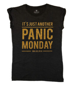 Panic Monday - T-Shirt chic donna - nera - Glitter oro