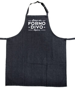 Grembiule Fornodivo in cotone denim nero