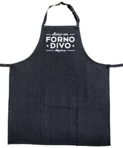 Grembiule Fornodivo in cotone denim nero