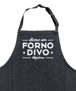 Fornodivo grembiule premium denim nero con pettorina